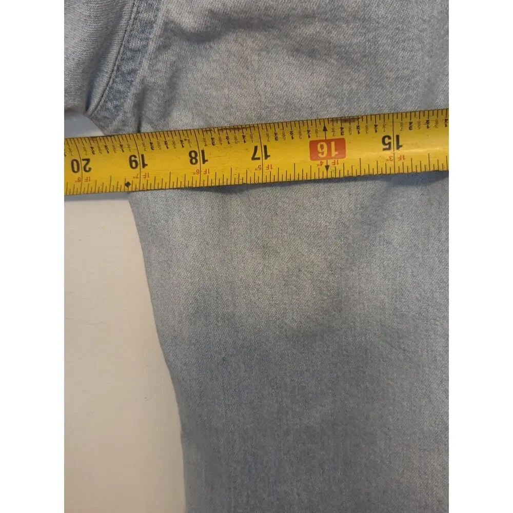 Harley Davidson Cotton Denim Shirt Vintage Mens S Light Blue Motorcycle Biker